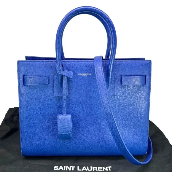 Yves Saint Laurent  Sac De Jour Leather Shoulder Bag Blue - Picture 3 of 12